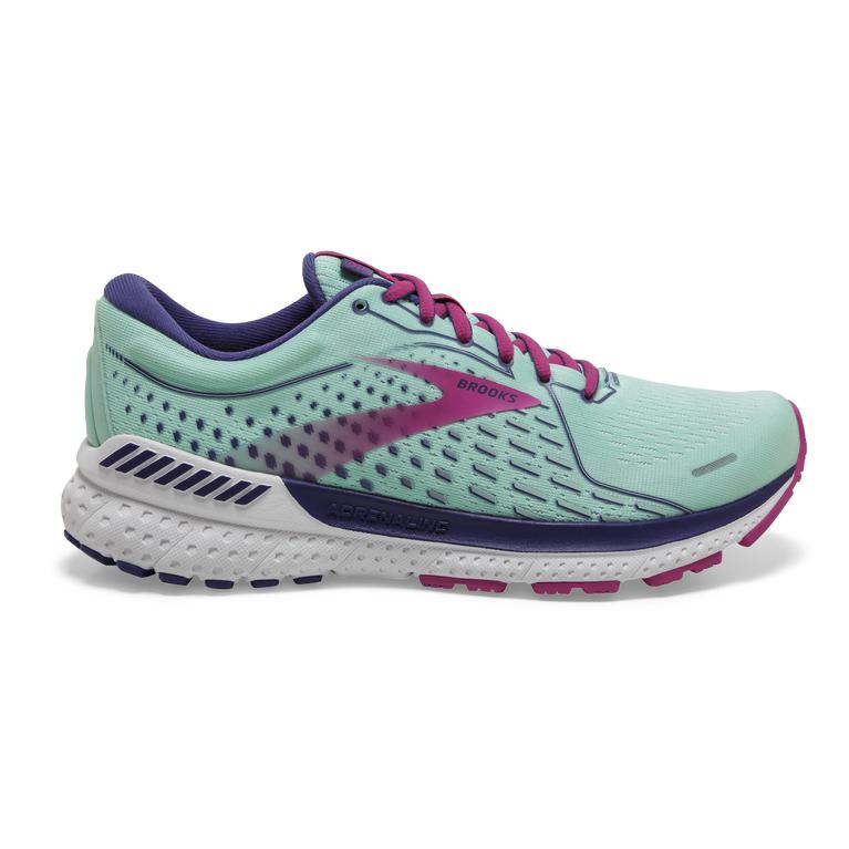 Brooks Adrenaline GTS 21 Women's Road Running Shoes - PaleTurquoise/Yucca/Navy Blue/Fuchsia (38569-R